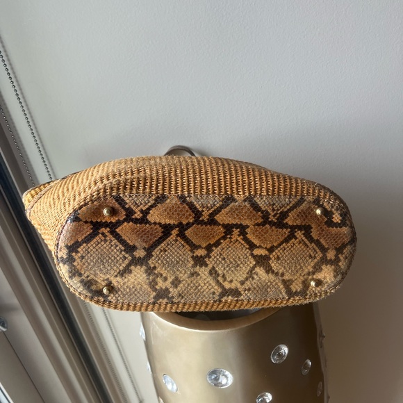 Brahmin Woven Straw Snakeskin Trim Shoulder Bag – Summer Tote - Picture 7 of 7